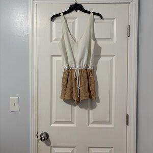 Elegant Cream and Tan Jumpsuit